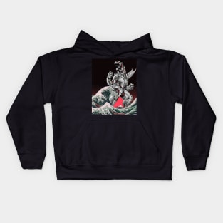 Mechazilla In Red Wave Japan Kids Hoodie